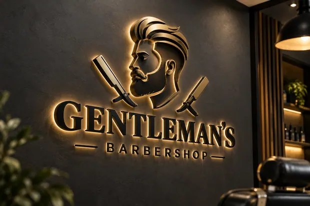 Illustrative custom metal sign concept: Gentlemans Barbershop