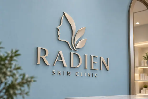 Illustrative custom metal sign concept: RADIEN Skin Clinic Signage